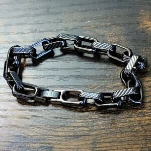 NWOT Express Paperclip Link Black Stainless Steel Grunge Bracelet